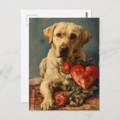 Labrador Vintag Valentinstag Postkarte (Vorne/Hinten)