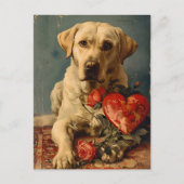 Labrador Vintag Valentinstag Postkarte (Vorderseite)