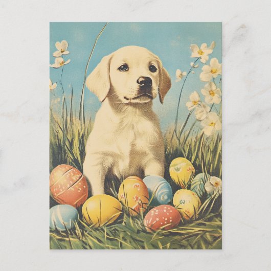 Labrador Vintage Ostern Postkarte (Vorderseite)