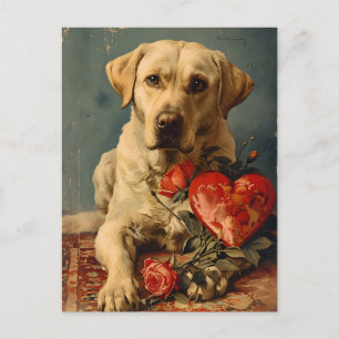 Labrador Vintage Valentinstag  Postkarte