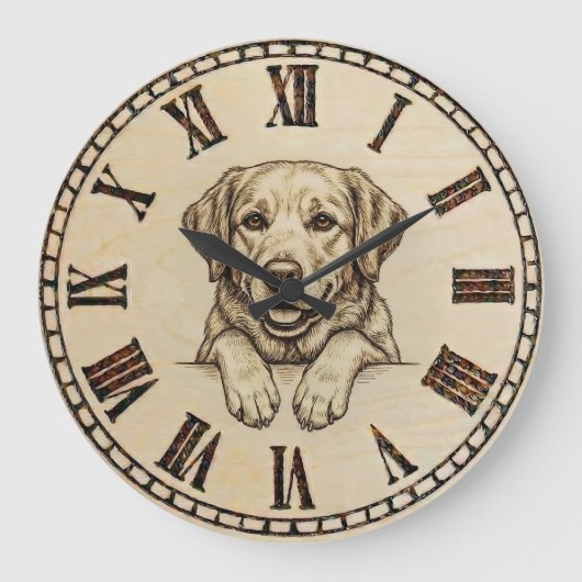 Labrador Wall Clock Große Wanduhr (Vorderseite)