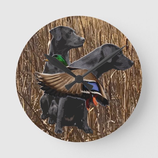 Labrador Wall Décor, Entenjagd groß Runde Wanduhr (Vorderseite)