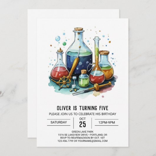 Labrador Watercolor Mystery Einladung (Vorne/Hinten)