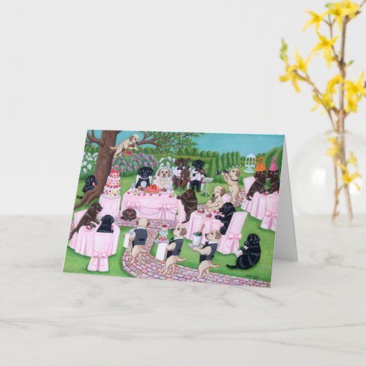 Labrador Wedding Karte (Gelbe Blume)