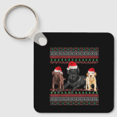 Labrador Weihnachten Hässlicher Schwarzer Lab Choc Schlüsselanhänger (Vorderseite)