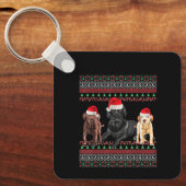 Labrador Weihnachten Hässlicher Schwarzer Lab Choc Schlüsselanhänger (Vorderseite)