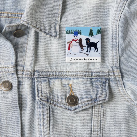 Labrador-Weihnachten mit Schneemann Button (Beispiel)