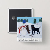 Labrador-Weihnachten mit Schneemann Button (Vorne & Hinten)