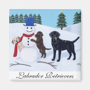 Labrador-Weihnachten mit Schneemann Magnet