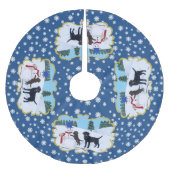 Labrador-Weihnachten mit Schneemann Polyester Weihnachtsbaumdecke (Vorderseite)
