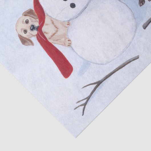 Labrador-Weihnachten mit Schneemann Seidenpapier (Detail)