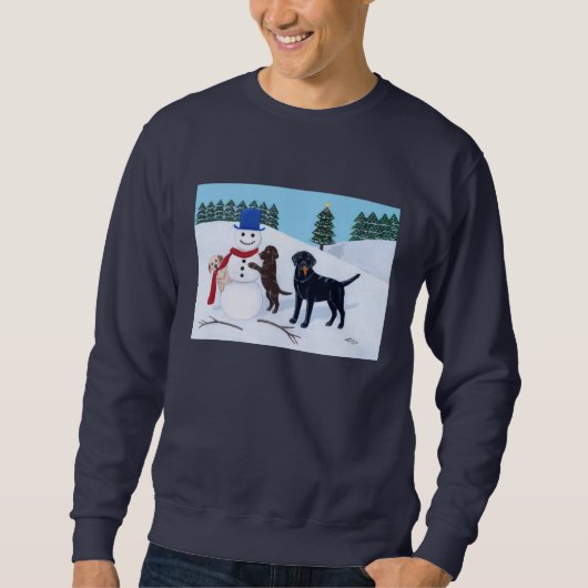 Labrador-Weihnachten mit Schneemann Sweatshirt (Vorderseite)