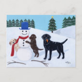 Labrador Weihnachten mit Snowman (Vorderseite)
