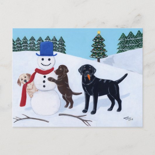 Labrador Weihnachten mit Snowman (Vorderseite)