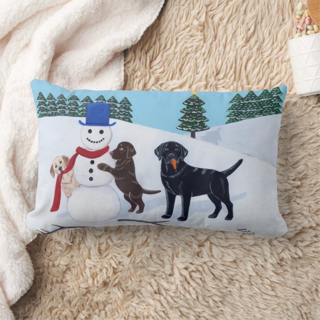 Labrador Weihnachten mit Snowman Lendenkissen (Decke)