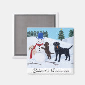 Labrador Weihnachten mit Snowman Magnet (Vorderseite/Rückseite)