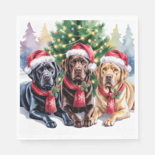 Labrador-Weihnachts-Papier-Serviette Serviette (Vorderseite)