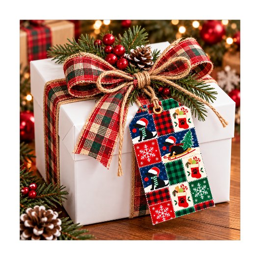 Labrador-Weihnachts-Patchwork-Quilt Geschenkanhänger