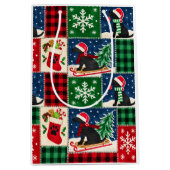 Labrador-Weihnachts-Patchwork-Quilt Mittlere Geschenktüte (Vorderseite)