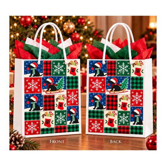 Labrador-Weihnachts-Patchwork-Quilt Mittlere Geschenktüte