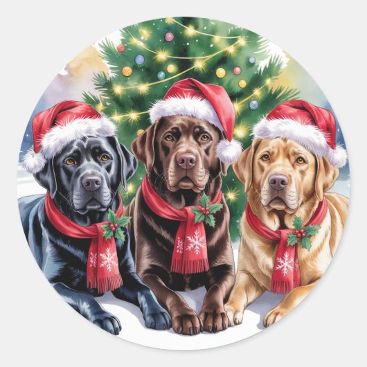Labrador-Weihnachtsaufkleber Runder Aufkleber (Vorderseite)