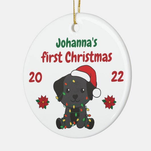 Labrador Weihnachtsbabys erste Weihnachten Keramik Ornament (Links)