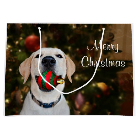 Labrador-Weihnachtsball Große Geschenktüte (Vorderseite)