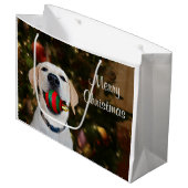 Labrador-Weihnachtsball Große Geschenktüte (Vorderseite Schrägansicht)