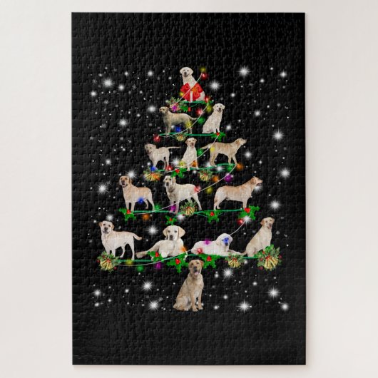 Labrador Weihnachtsbaum bedeckt durch Blitzlicht Puzzle (Vertikal)