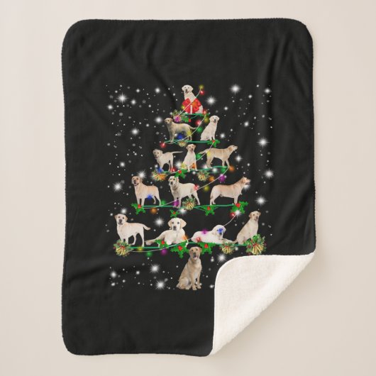 Labrador Weihnachtsbaum bedeckt durch Blitzlicht Sherpadecke (Vorderseite)