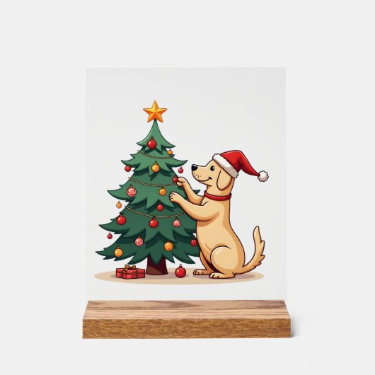 Labrador-Weihnachtsbaum-Helfer Acrylschild (Vorderseite)