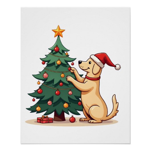 Labrador-Weihnachtsbaum-Helfer Poster (Vorderseite)