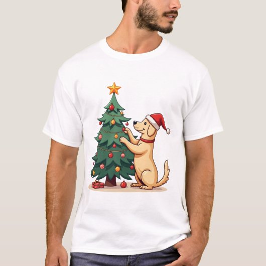 Labrador-Weihnachtsbaum-Helfer T-Shirt (Vorderseite)