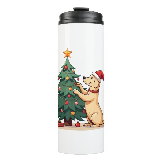 Labrador-Weihnachtsbaum-Helfer Thermosbecher (Vorderseite)