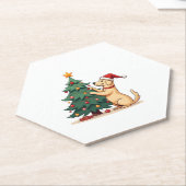 Labrador Weihnachtsbaumhelferhund Untersetzer (angewinkelt)