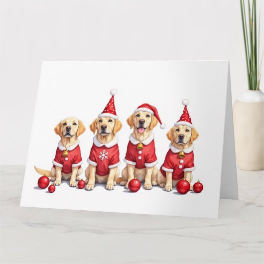 Labrador-Weihnachtskleid mit Santa-Hut Karte (Vorderseite)