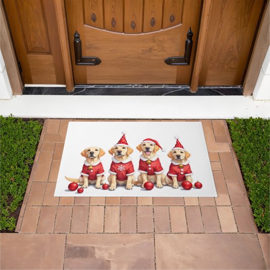 Labrador-Weihnachtskleid Santa-Hut Fußmatte (Außenbereich)