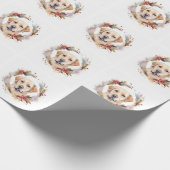 Labrador-Weihnachtskranz Festiver Hund Geschenkpapier (Ecke)