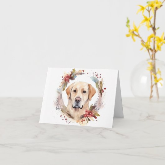 Labrador-Weihnachtskranz Festiver Hund Karte (Gelbe Blume)