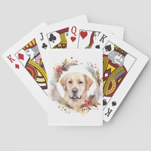 Labrador-Weihnachtskranz Festiver Hund Spielkarten (Rückseite)