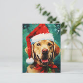 Labrador Weihnachtsmalerei Feiertagskarte (Stehend Vorderseite)