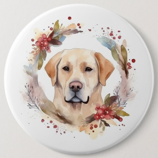Labrador Weihnachtsmann Button (Vorderseite)