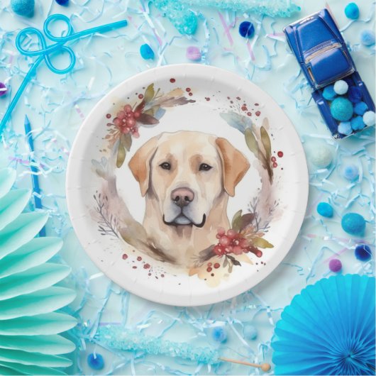 Labrador Weihnachtsmann Pappteller (Party)