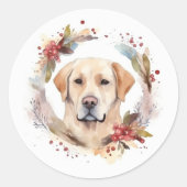 Labrador Weihnachtsmann Runder Aufkleber (Vorderseite)