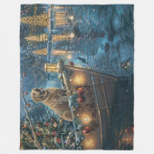 Labrador Weihnachtsreise Fleecedecke (Vorderseite)