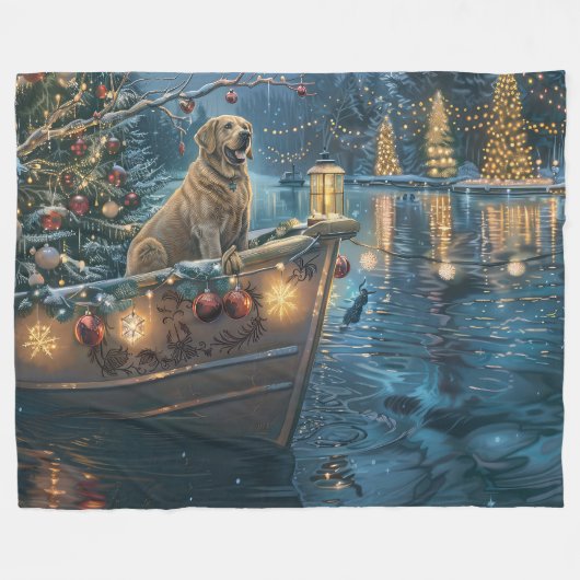 Labrador Weihnachtsreise Fleecedecke (Vorderseite (Horizontal))