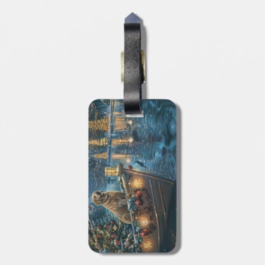 Labrador Weihnachtsreise Gepäckanhänger (Rückseite vertikal)