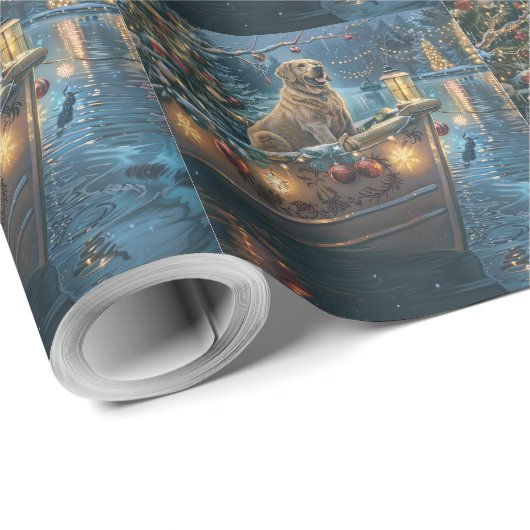 Labrador Weihnachtsreise Geschenkpapier (Rolleneckpunkt)