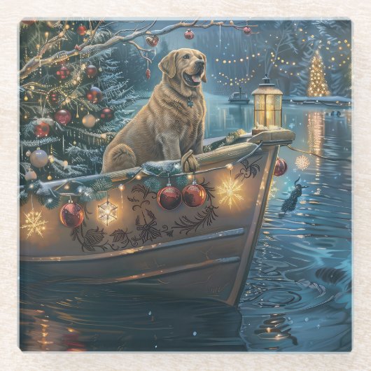 Labrador Weihnachtsreise Glasuntersetzer (Vorderseite)