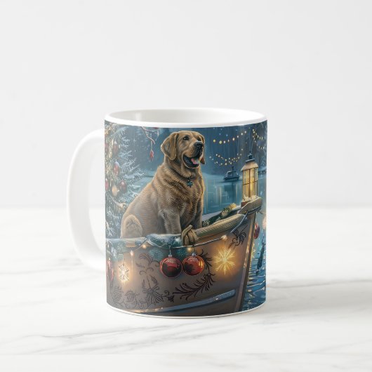 Labrador Weihnachtsreise Kaffeetasse (Vorderseite Links)